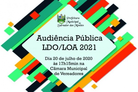 Audiência Pública da LDO/LOA 2021 – dia 20 de julho de 2020